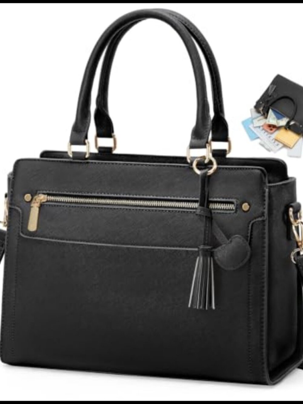 RAINSMORE Women's Satchel Handbag Detachable Strap Multi-Pocket Zipper Tote